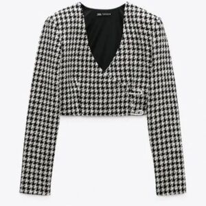Zara Houndstooth Blazer Top